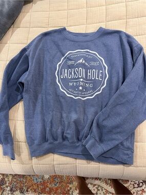 Jackson Hole, WY Blue Crewneck Sweatshirt